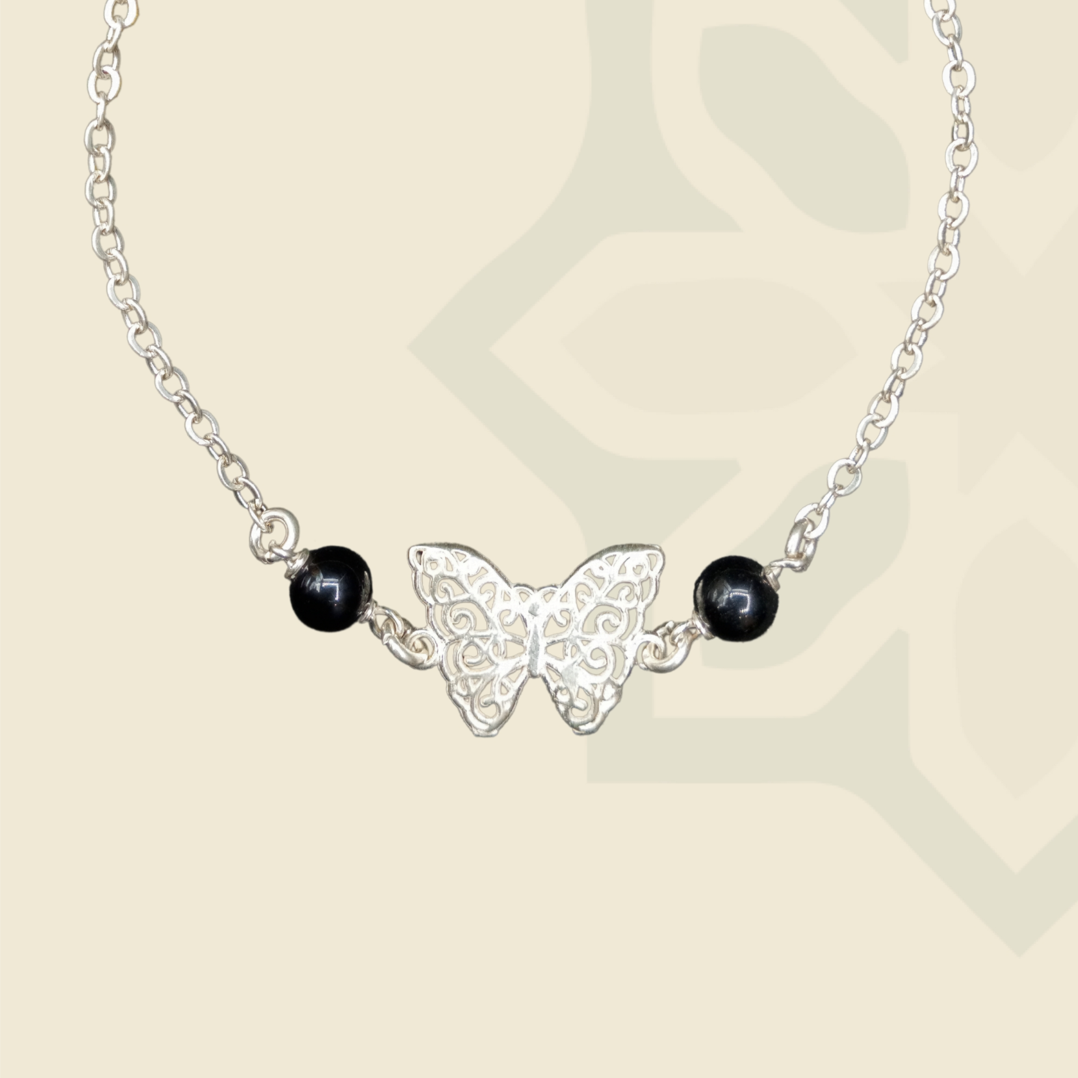 Butterfly Bracelet with Dark Brown Stone