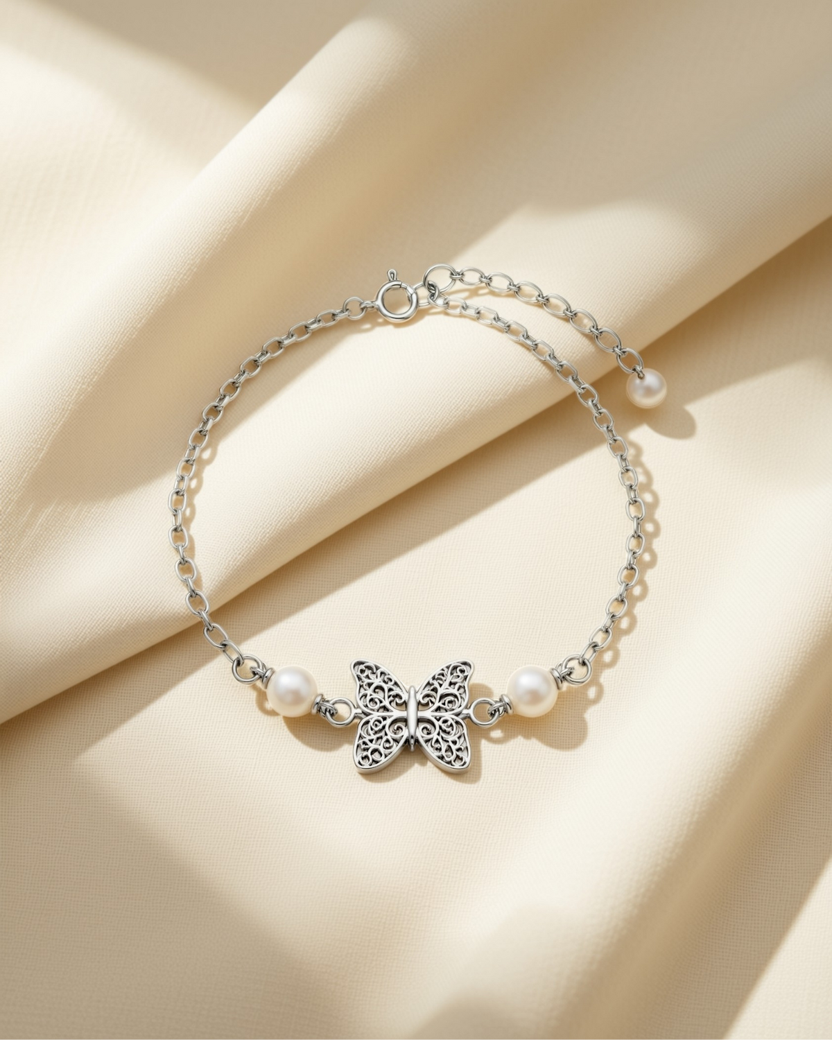 Butterfly Bracelet with Pearl Stone