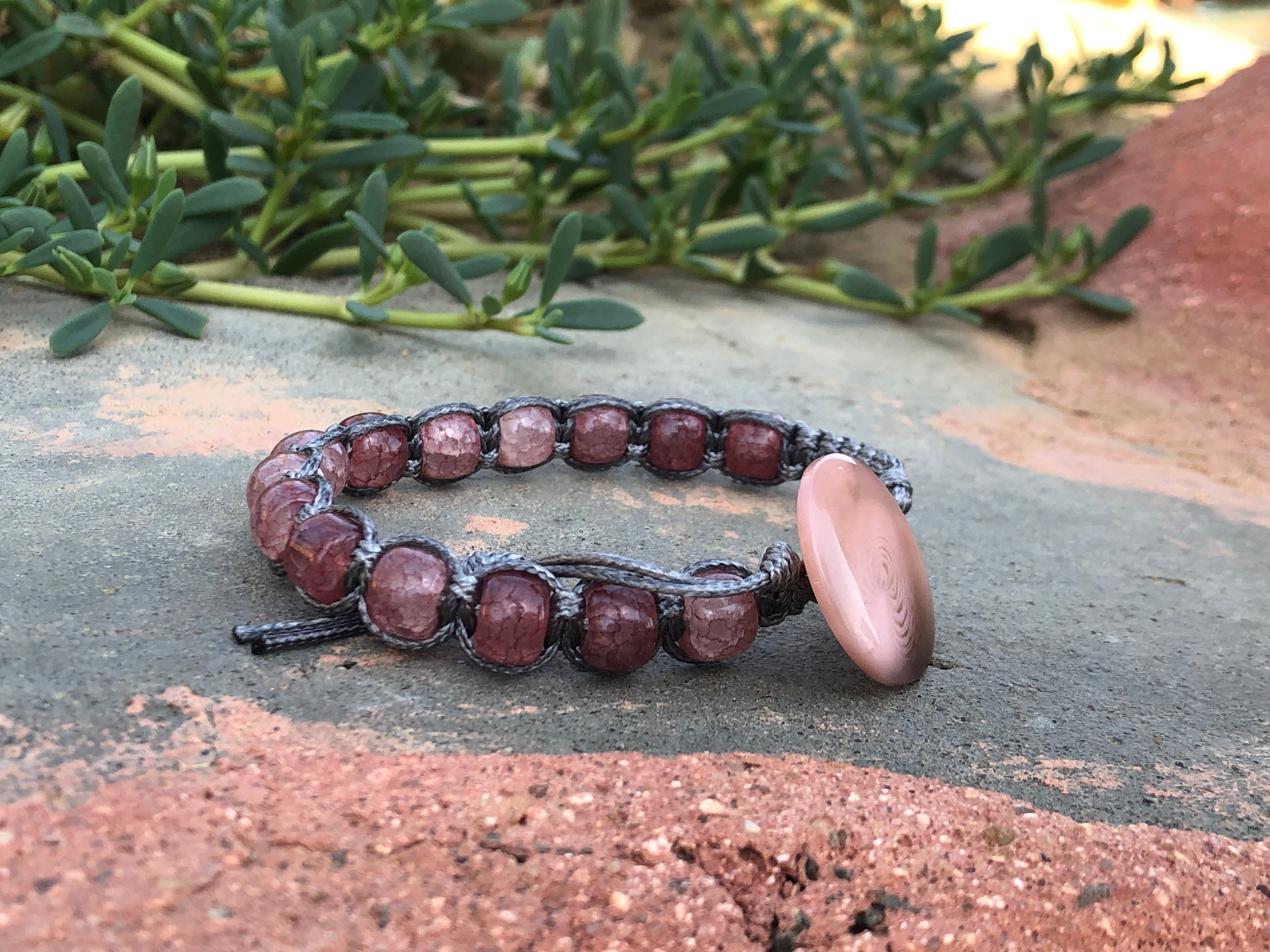 Grey thread bracelet with Kashmiri stone