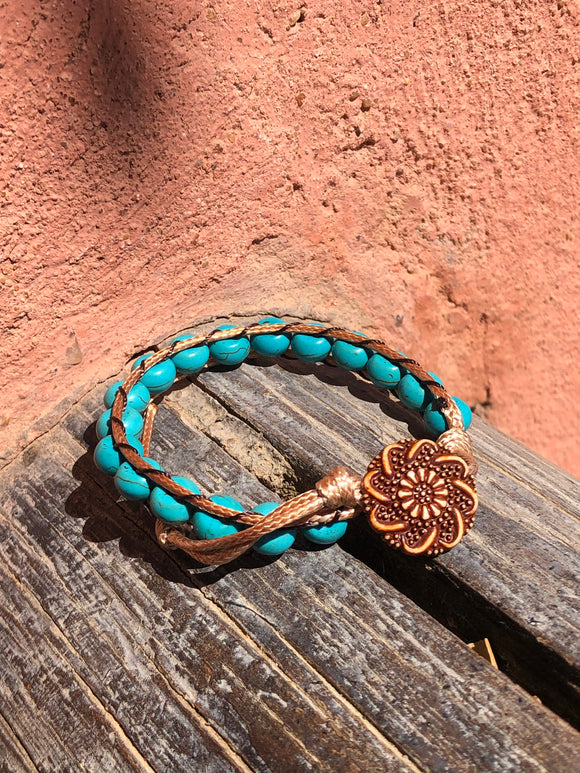 Kashmiri thread bracelet with turquoise stone