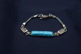 "Love" and "Happiness" Rectangular Bracelet (Turquoise)