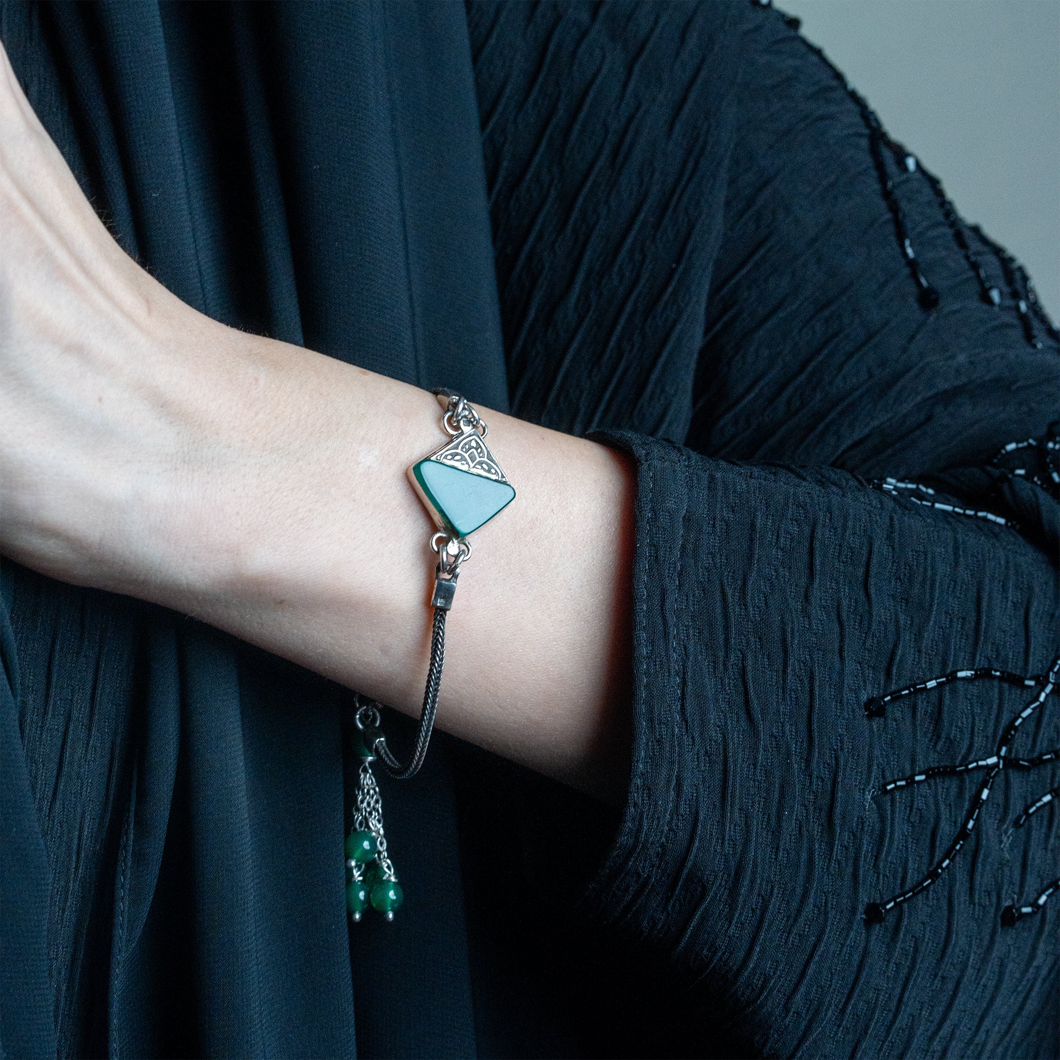 Arabic Silver Bracelet with Stones