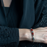 "Happiness" Rectangular bracelet in maroon