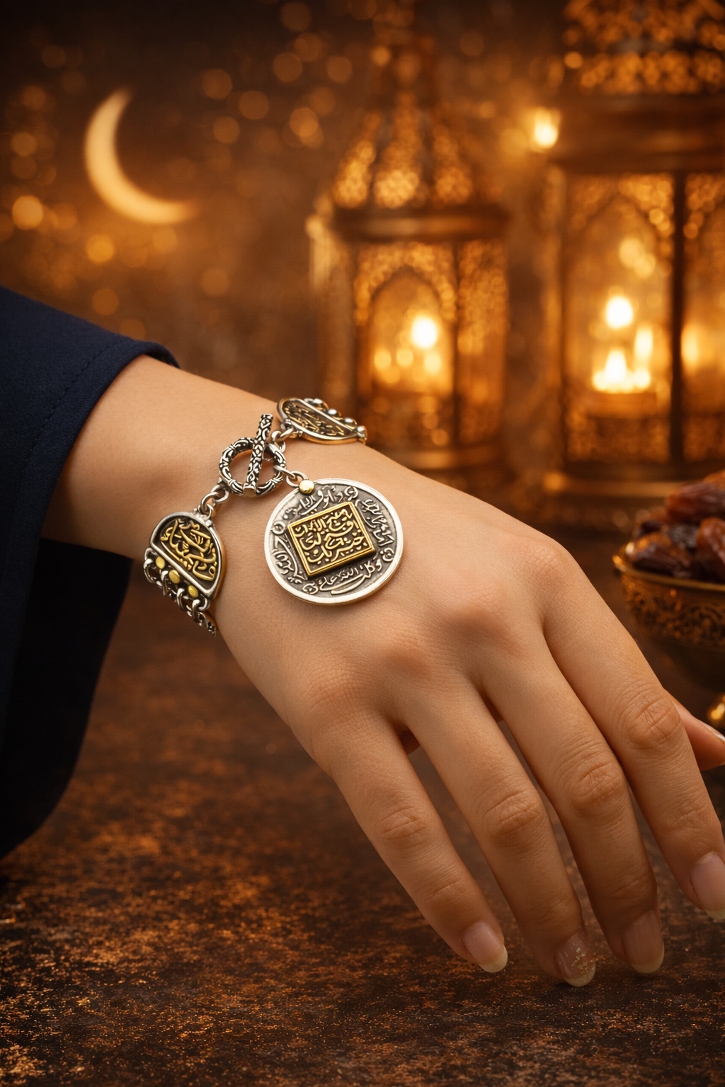 "مفاتيح الرخاء" سوار من الفضة والنحاس 1301 - سوار مفاتيح الرزق من الفضة والنحاس