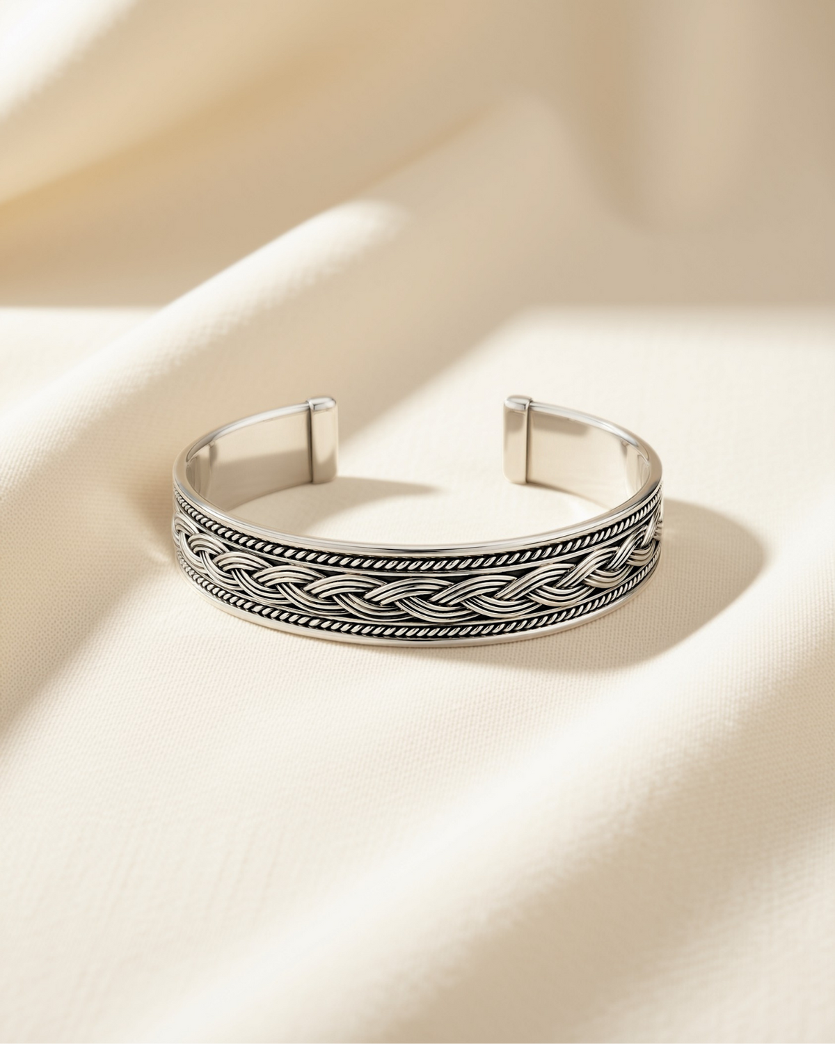 Silver Braided Weave Cuff Bracelet 1351 إسواره