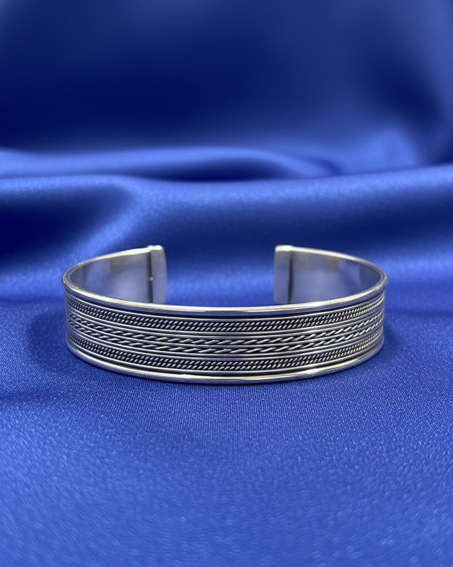 Twisted Rope Chain Silver Cuff Bracelet 1353 إسواره