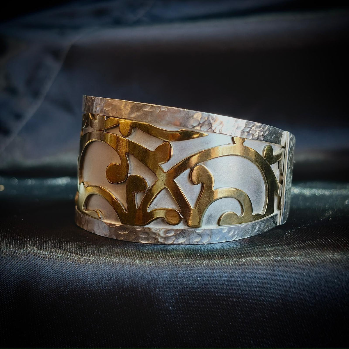 Golden Calligraphy Hammered Cuff 1380