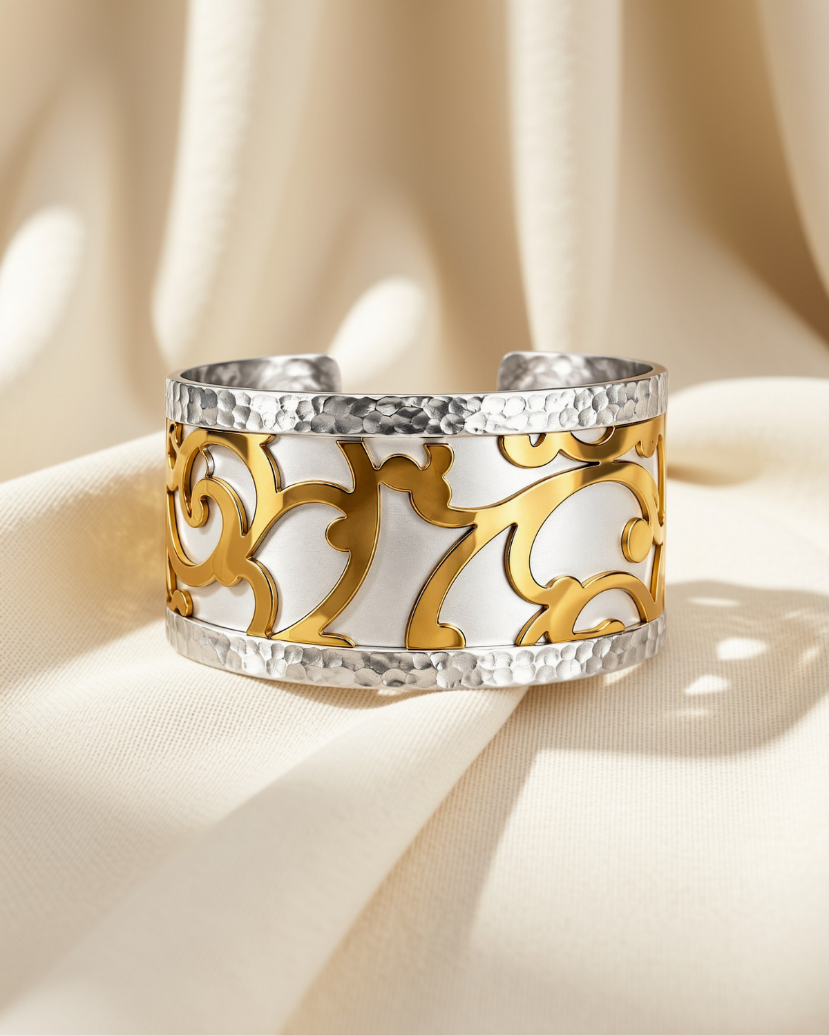 Golden Calligraphy Hammered Cuff 1380