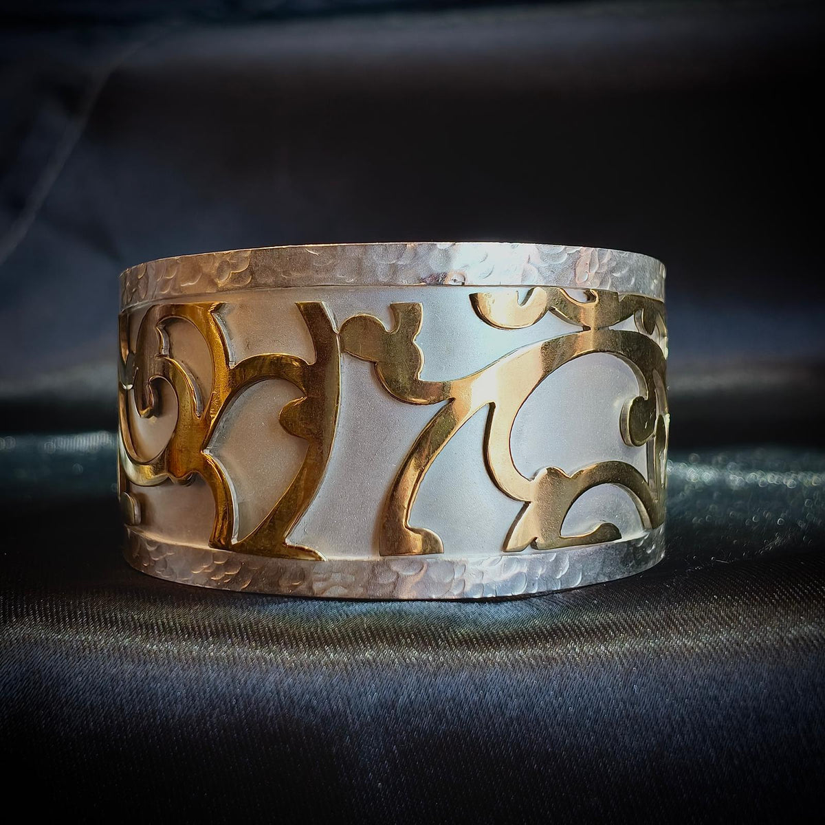Golden Calligraphy Hammered Cuff 1380
