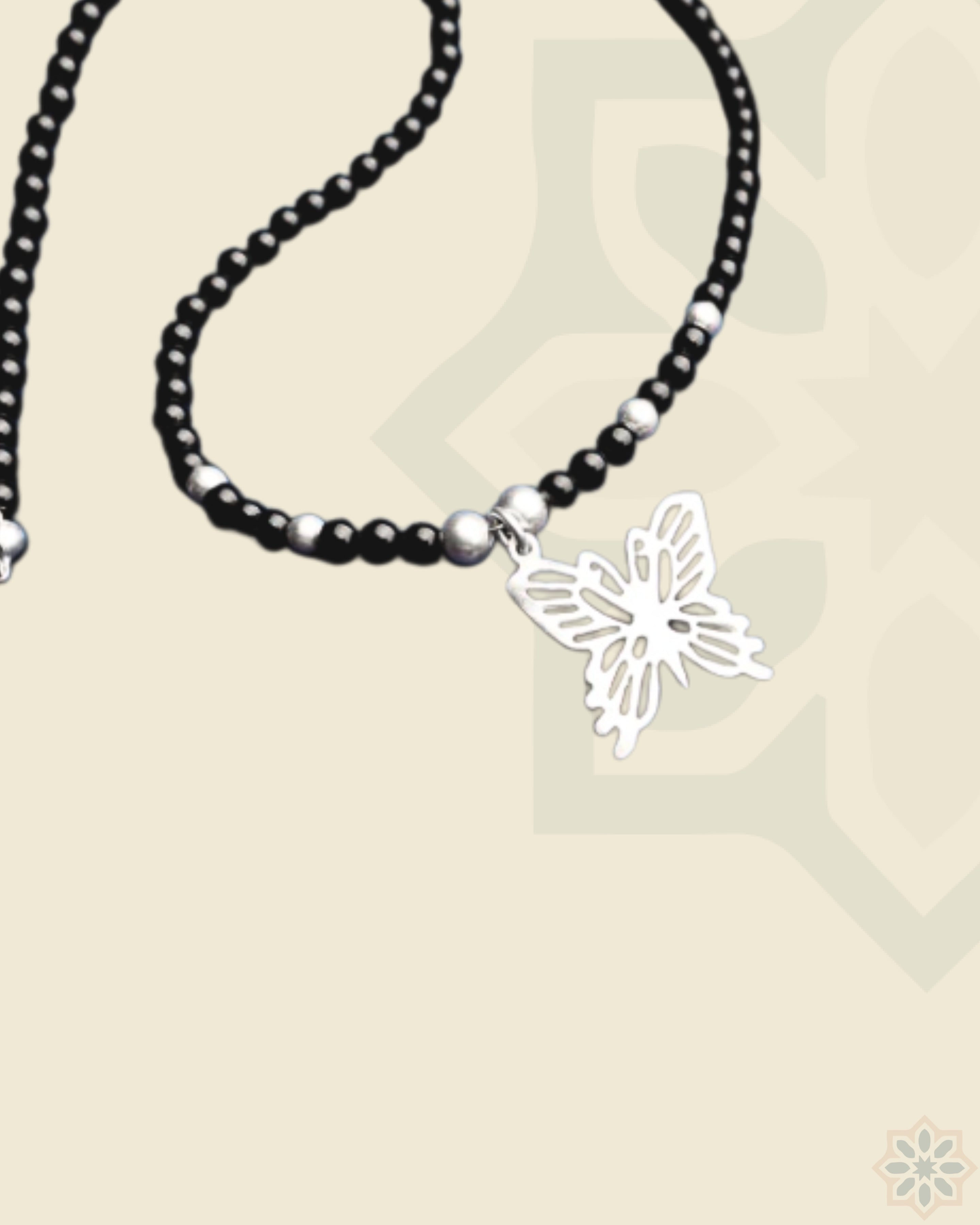 Butterfly Chain With Black Stones
