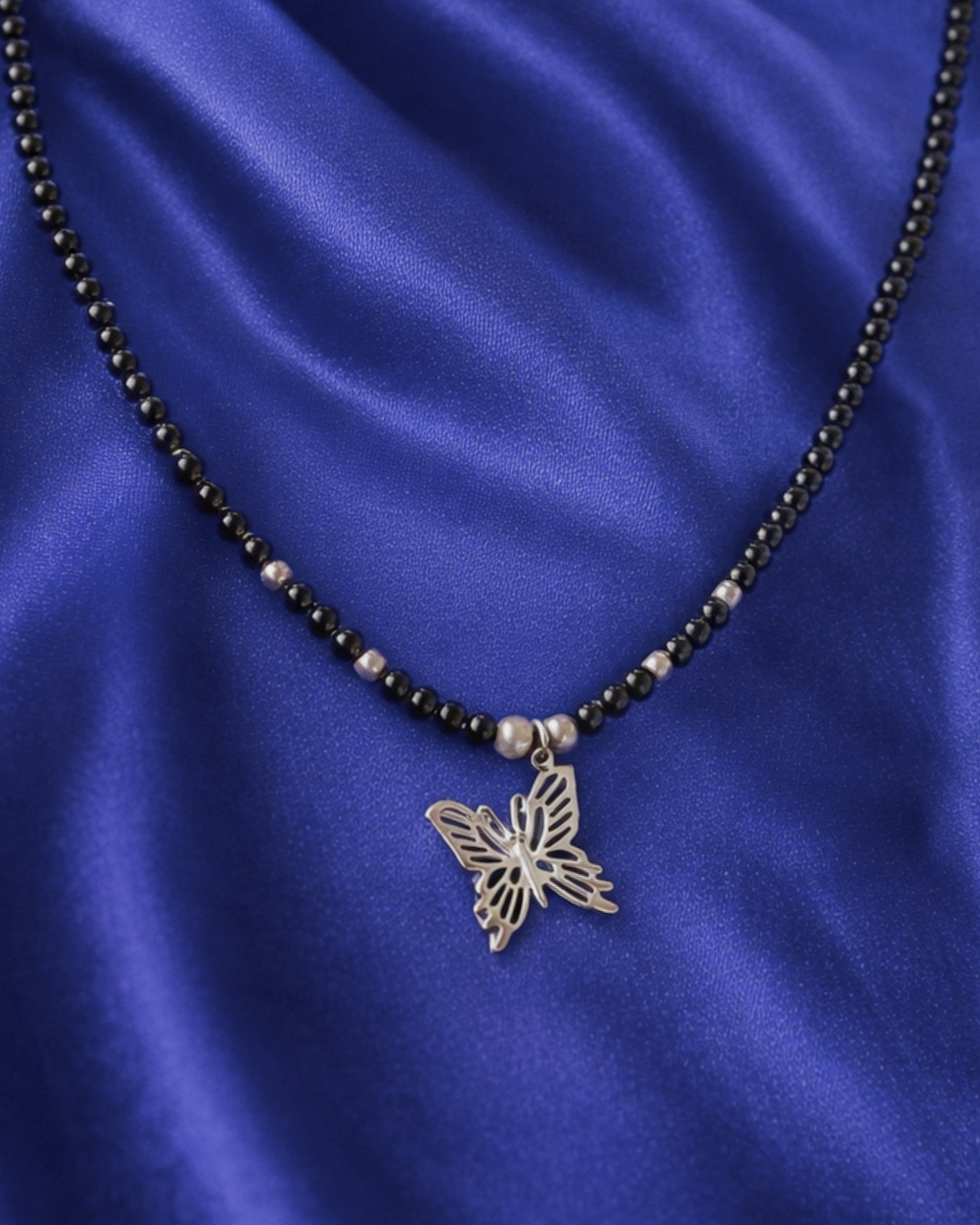 Butterfly Chain With Black Stones
