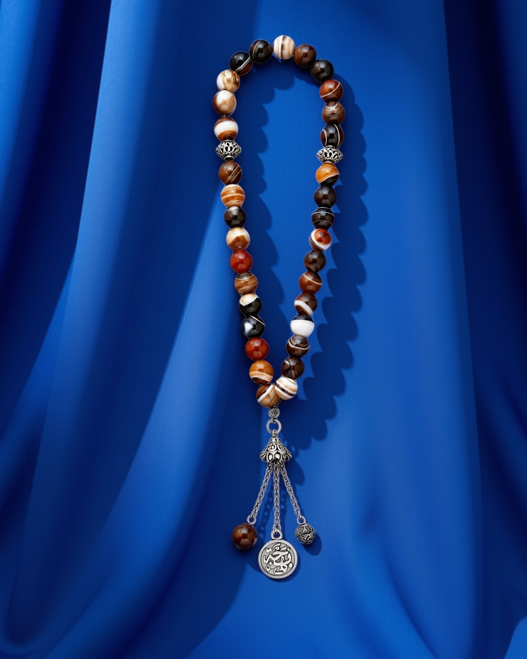 Sibha-Agate Soleimani Stone with Silver Connectors 50508