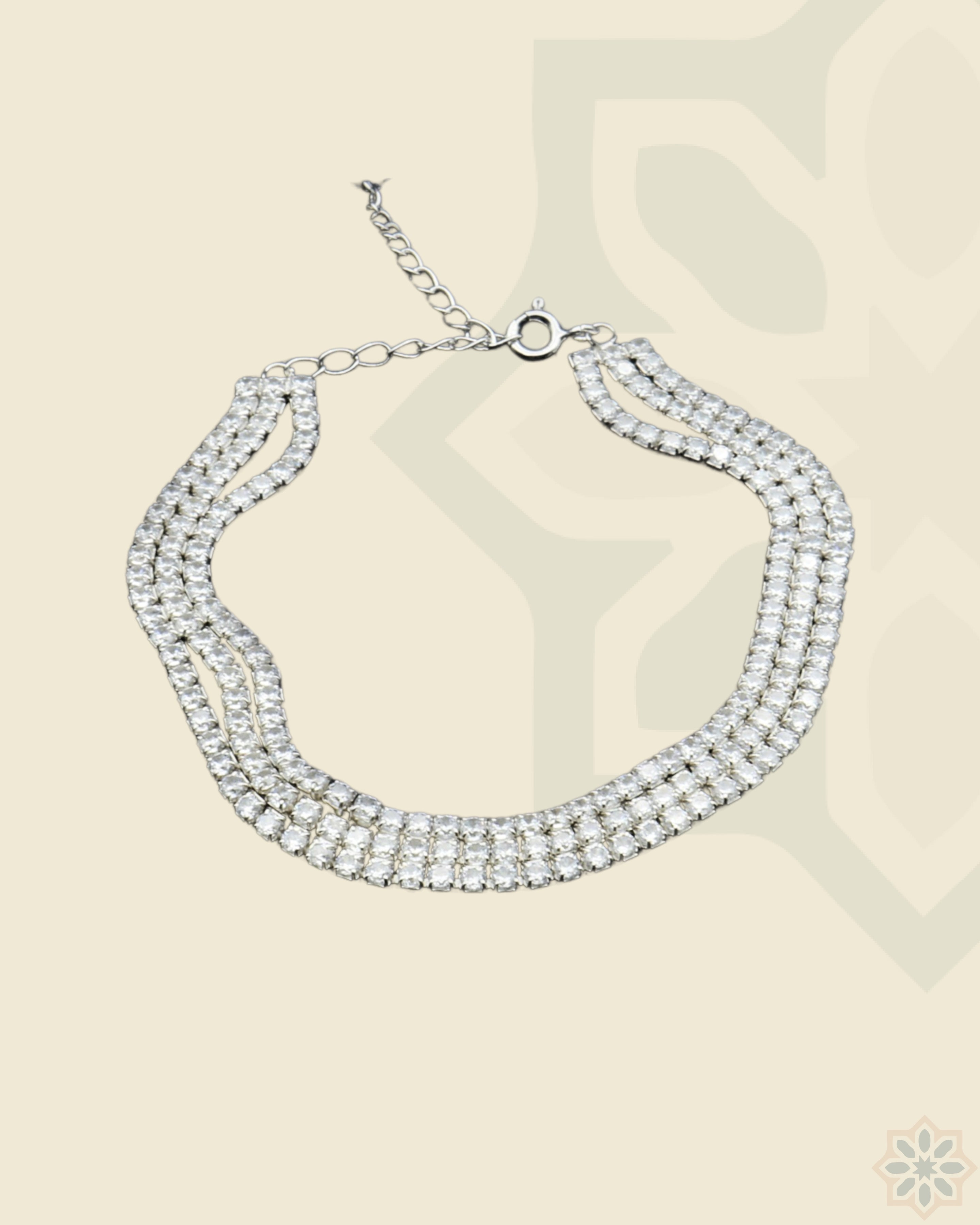 Silver Simple Bracelet 3 Studded Layers