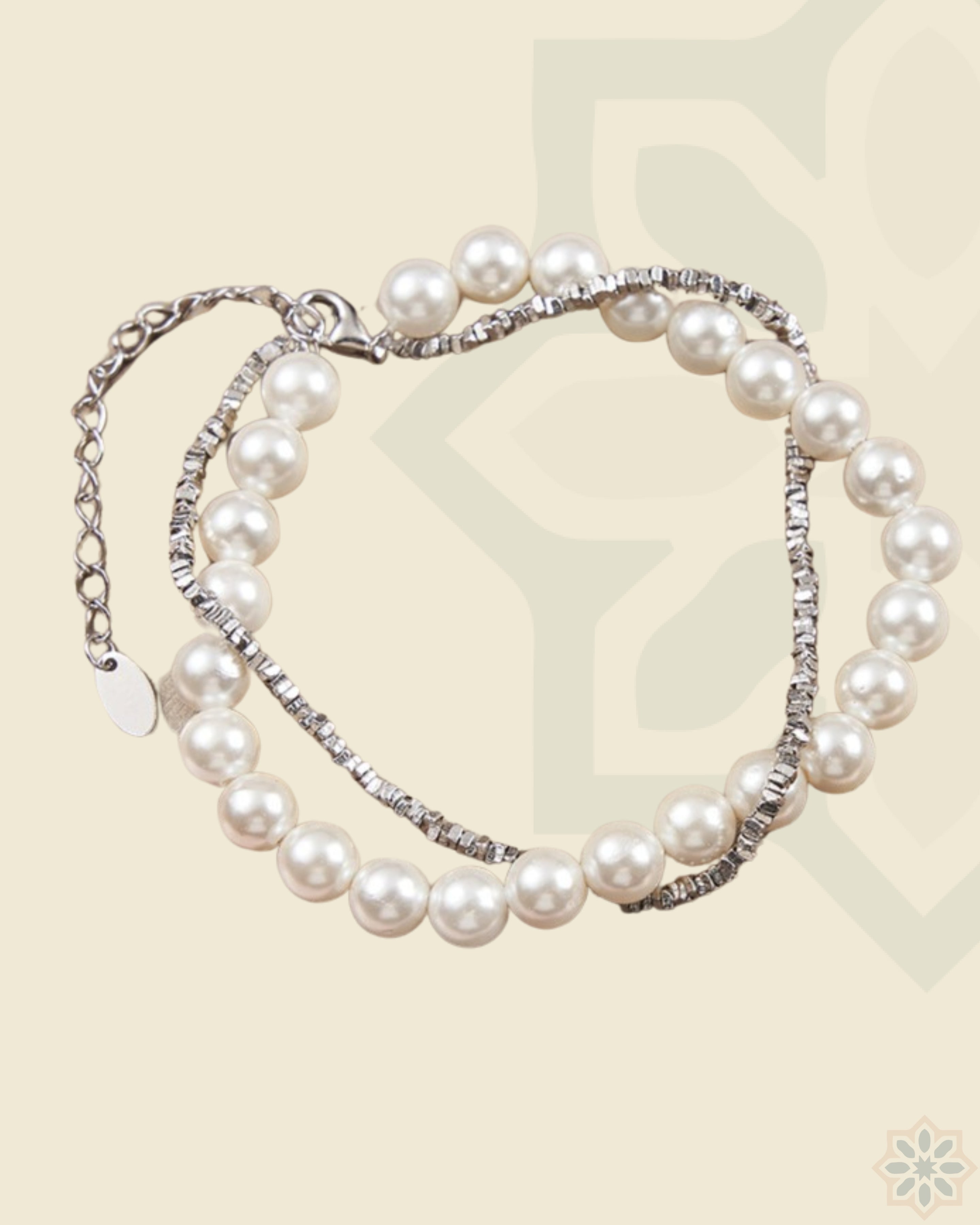 Bracelet twisted chain and pearls