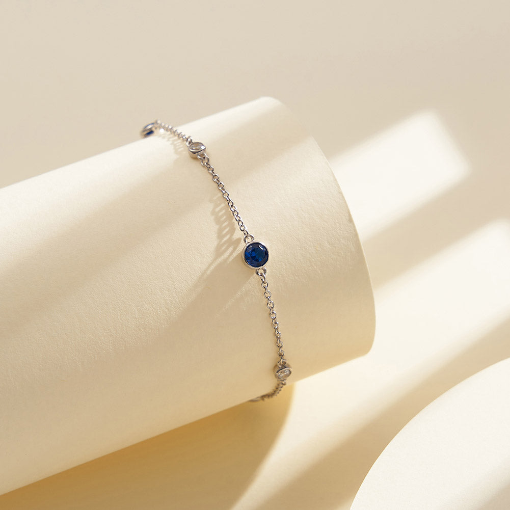 Blue Glow Simple Silver Bracelet