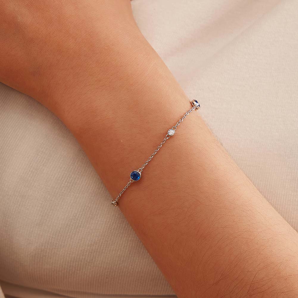 Blue Glow Simple Silver Bracelet