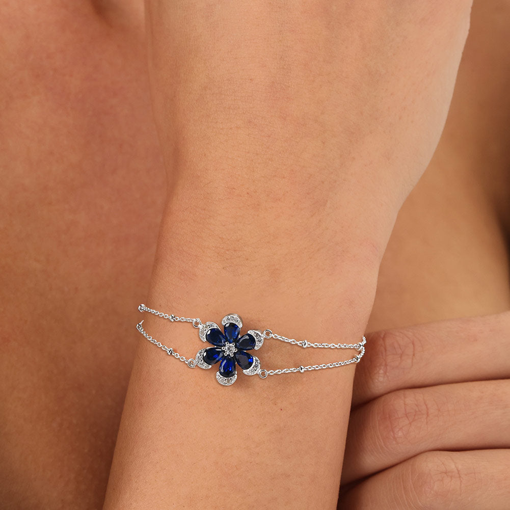 Blue Bloom Simple Silver Bracelet
