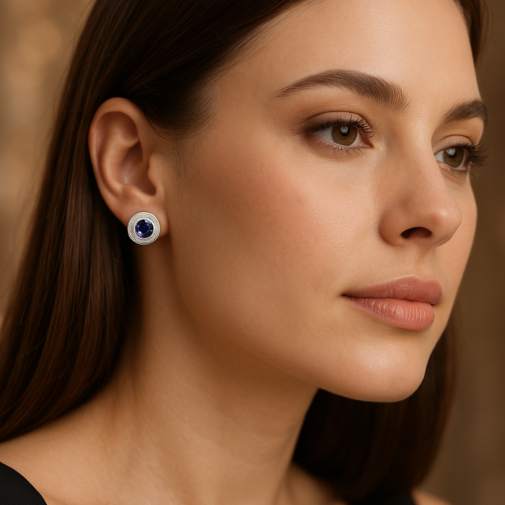 The Sapphire Halo Earrings