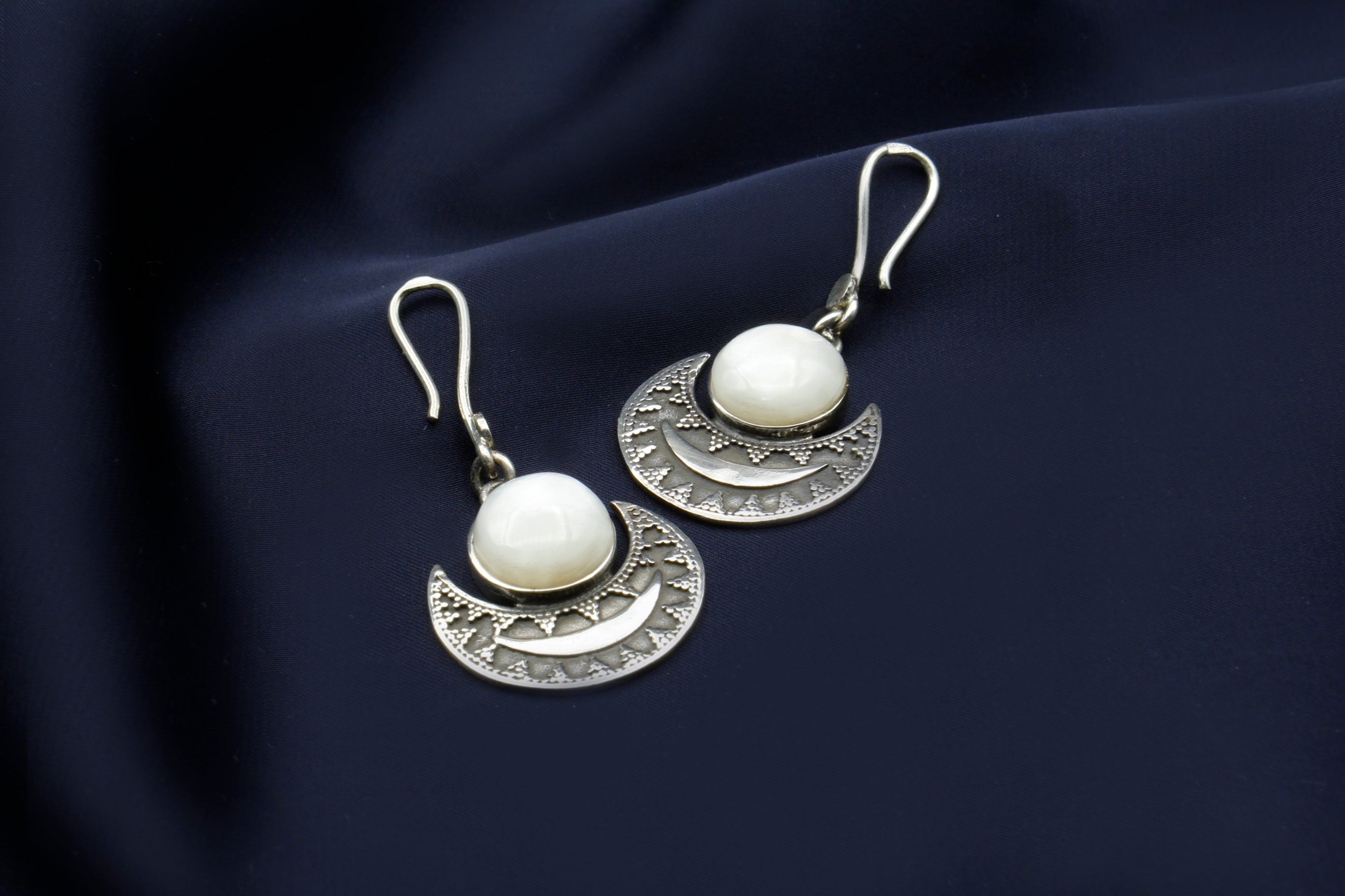 Crescent Earring with Pearl