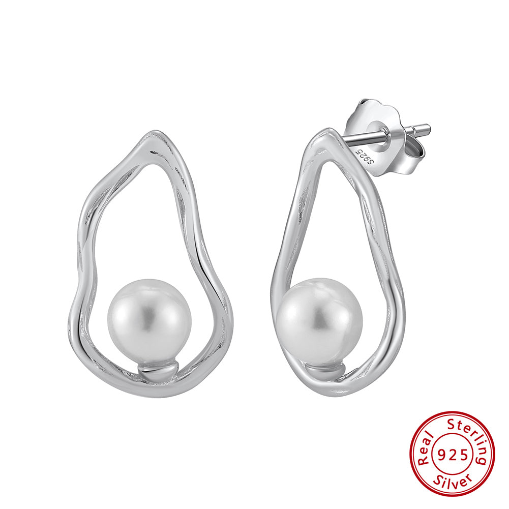 Simple Pearl Earrings Uneven Edges