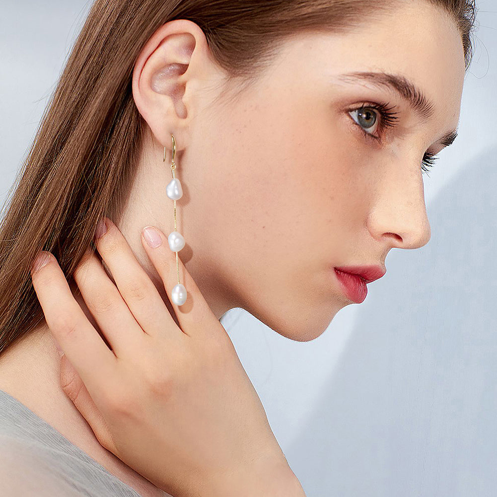 Simple Long Pearl Earrings