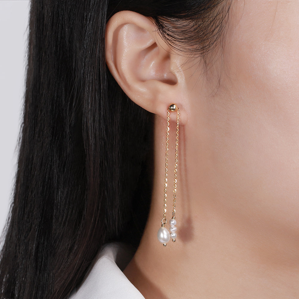 Simple Long Pearl Earrings