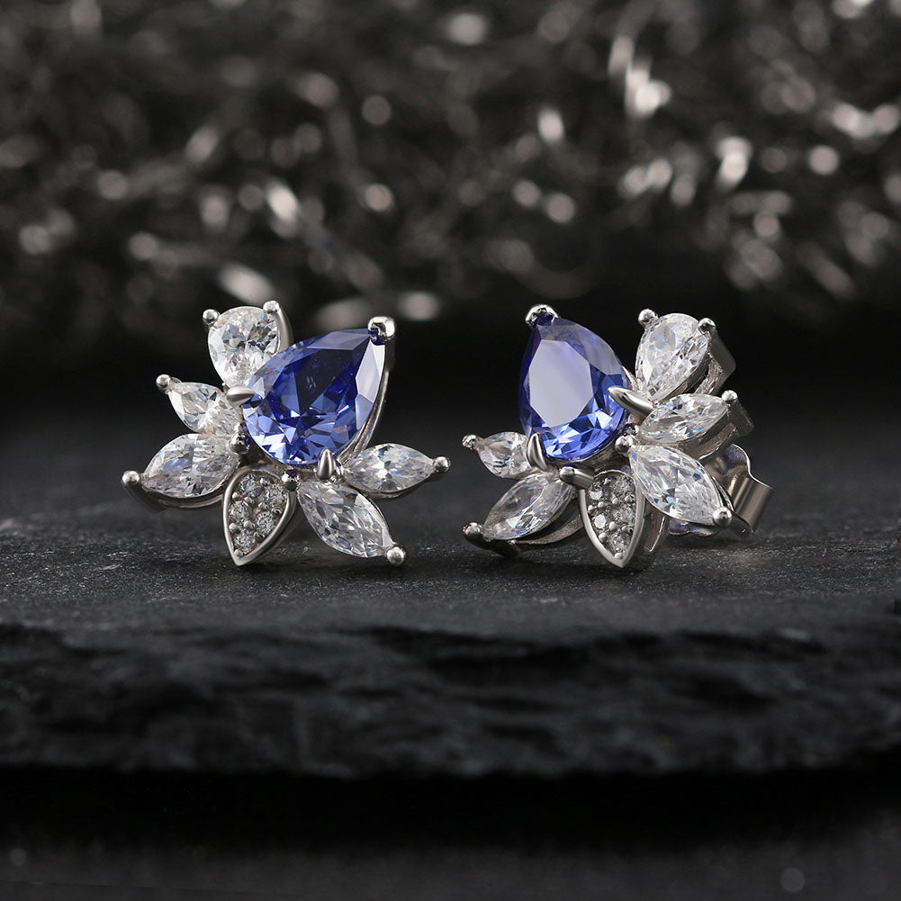 Simple Blue Stone Earrings