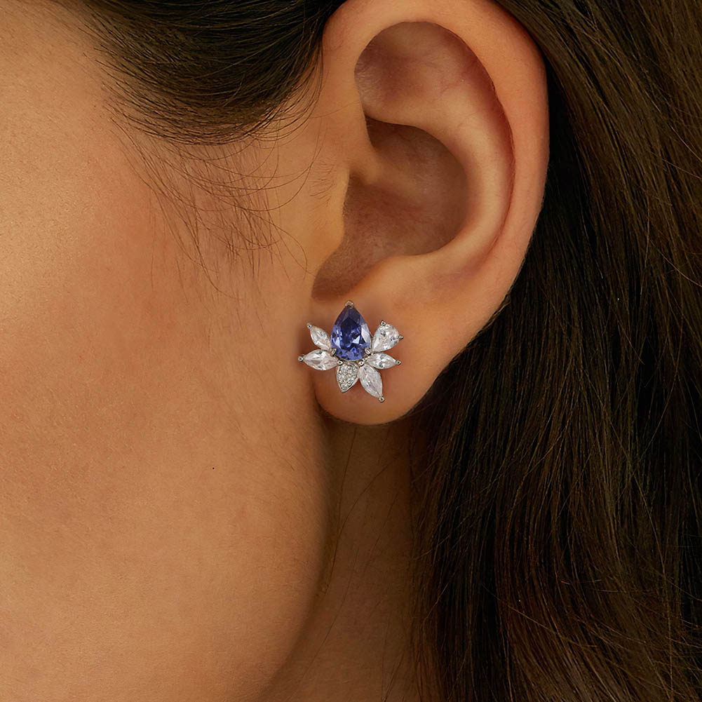 Simple Blue Stone Earrings