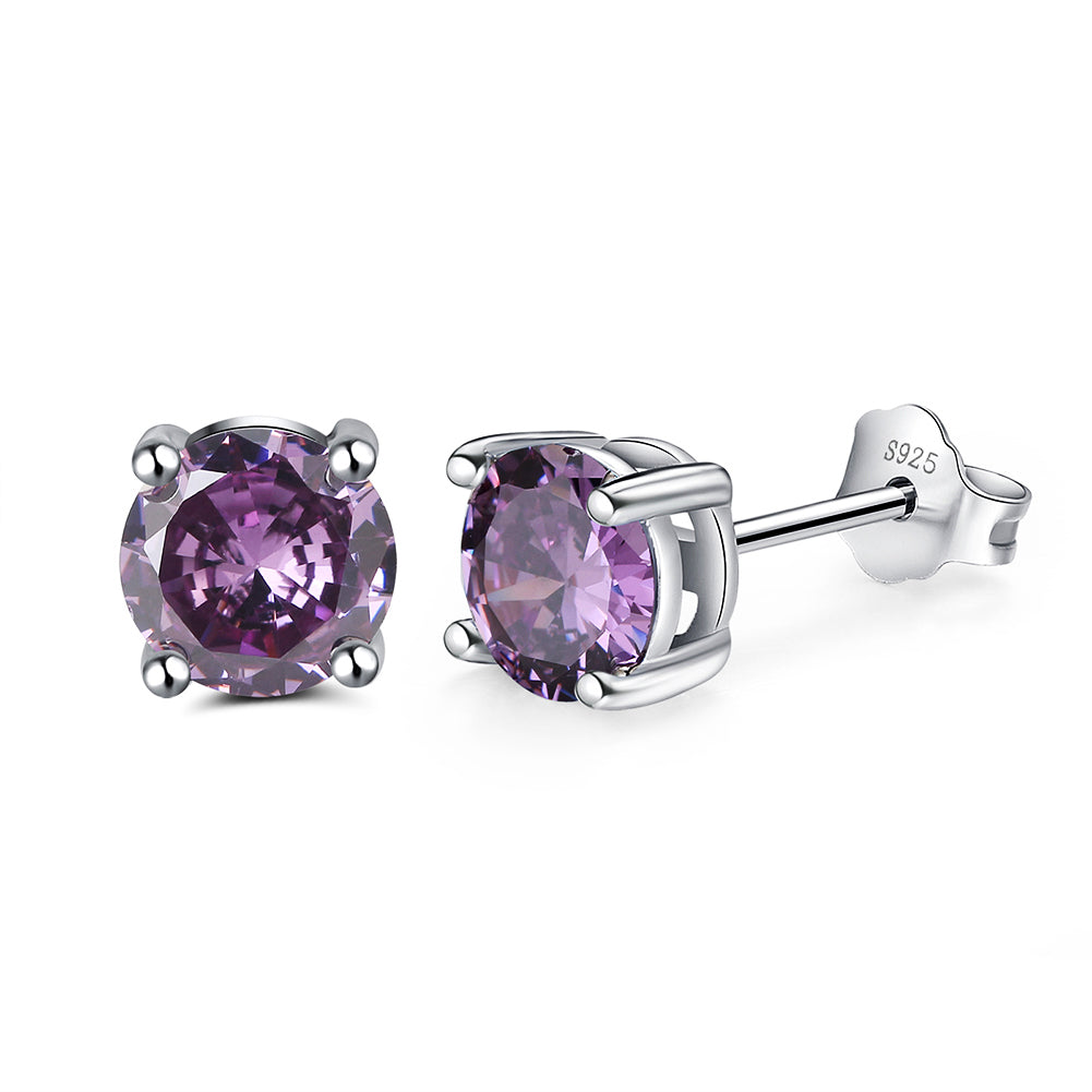 Simple Purple Glow Silver Earrings