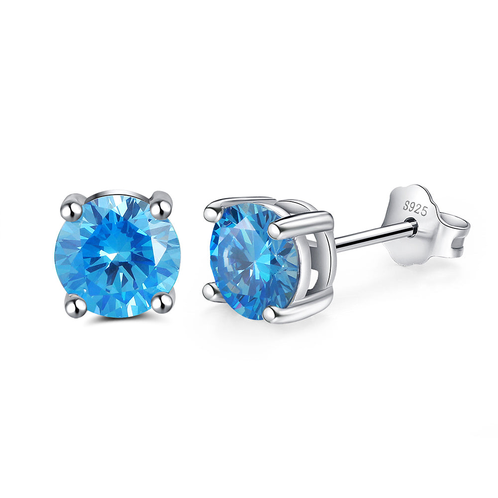 Simple Earrings Silver Glow Blue