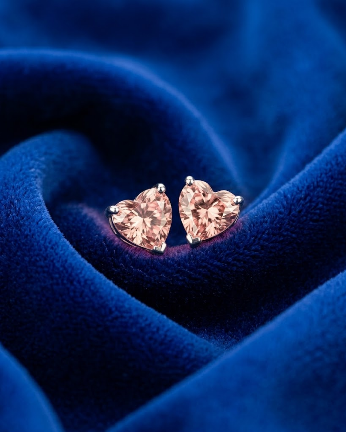 Pink Heart Stud Earrings 4314 قرط