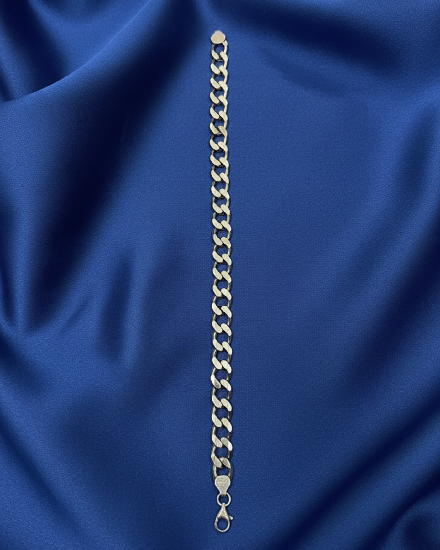 Polished Silver Curb Link Chain Bracelet 30007 إسواره