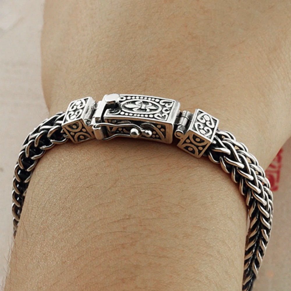 Braided Silver Men Bracelet