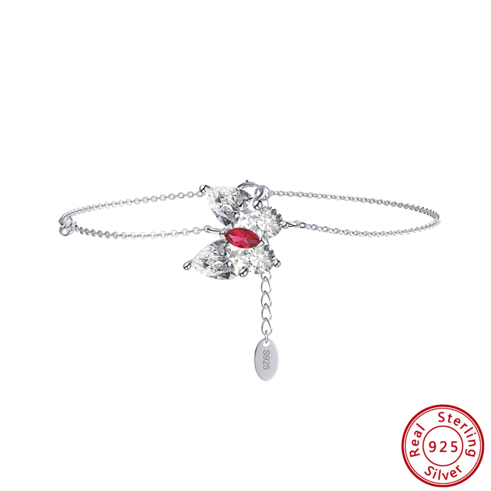 Crystal Butterfly Simple Silver Bracelet