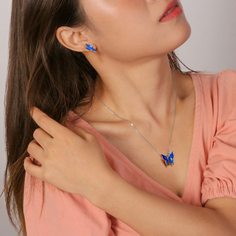 Simple Butterfly Dream Silver Necklace