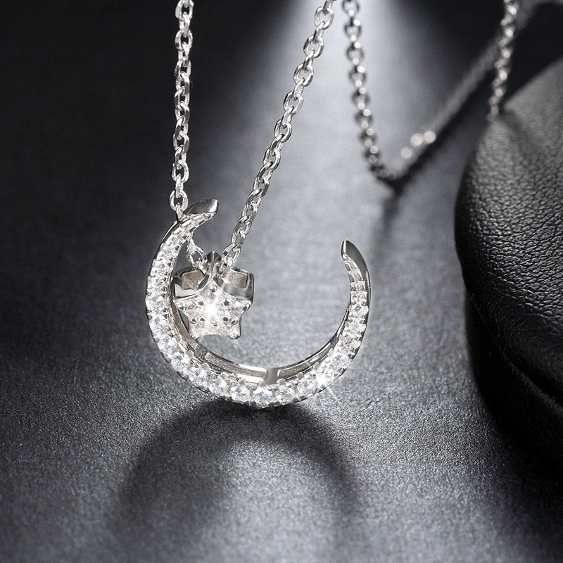 Simple Moonlight Star Silver Necklace