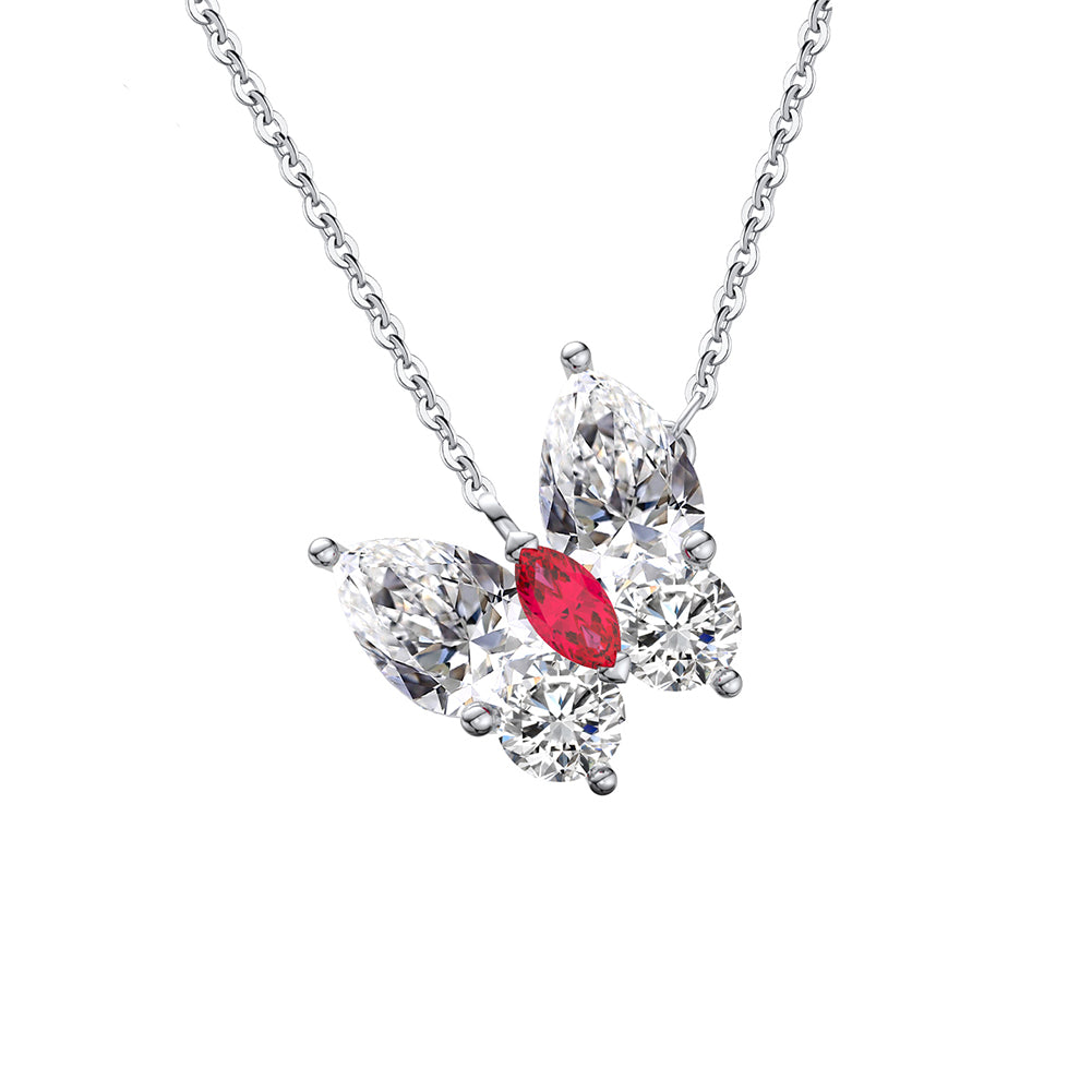 Simple Crystal Butterfly Silver Necklace