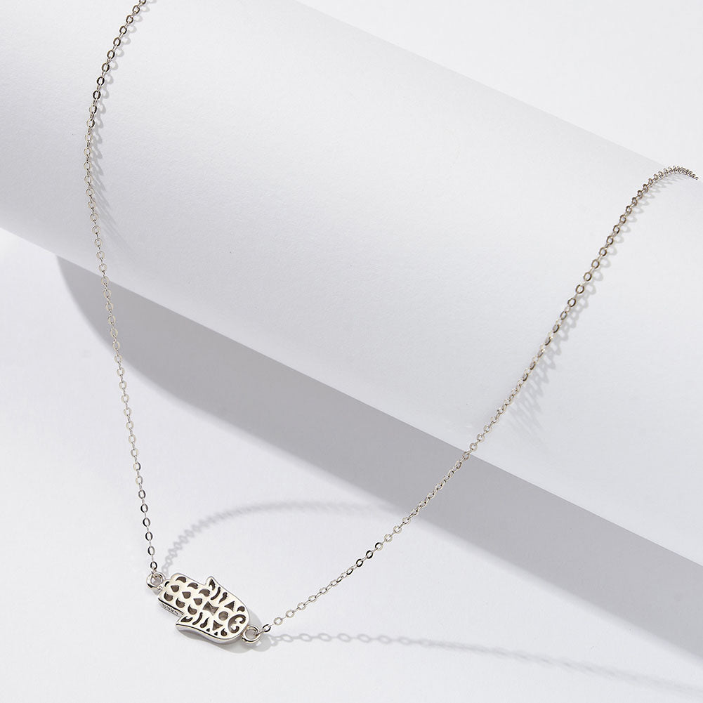Hamsa Light Simple Silver Necklace