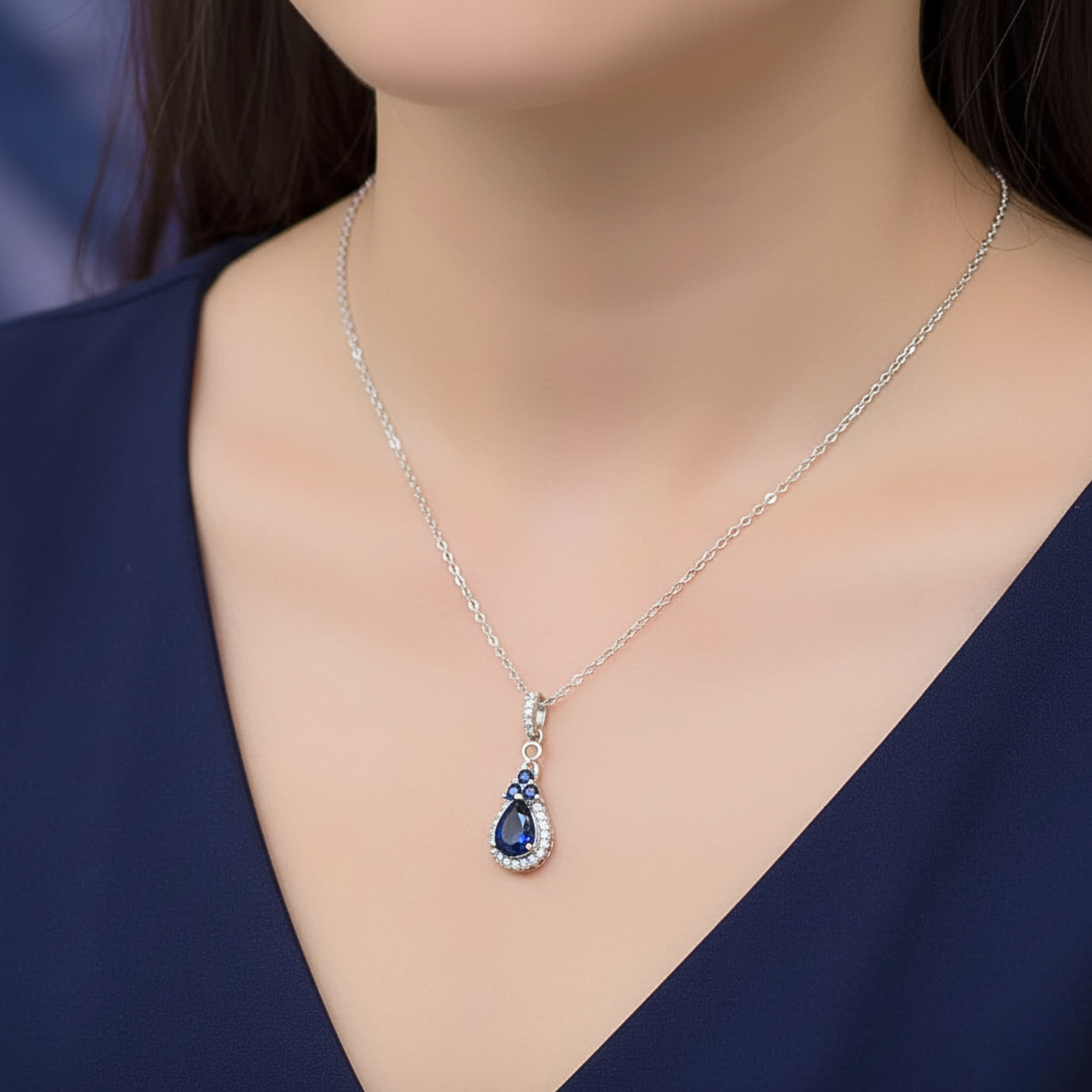 Sapphire Teardrop Necklace