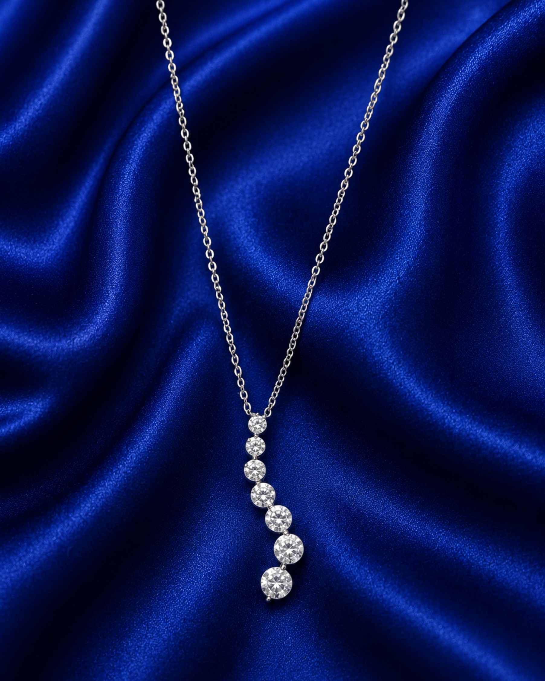 Silver necklace- Zigzag stones 6289 سلسله