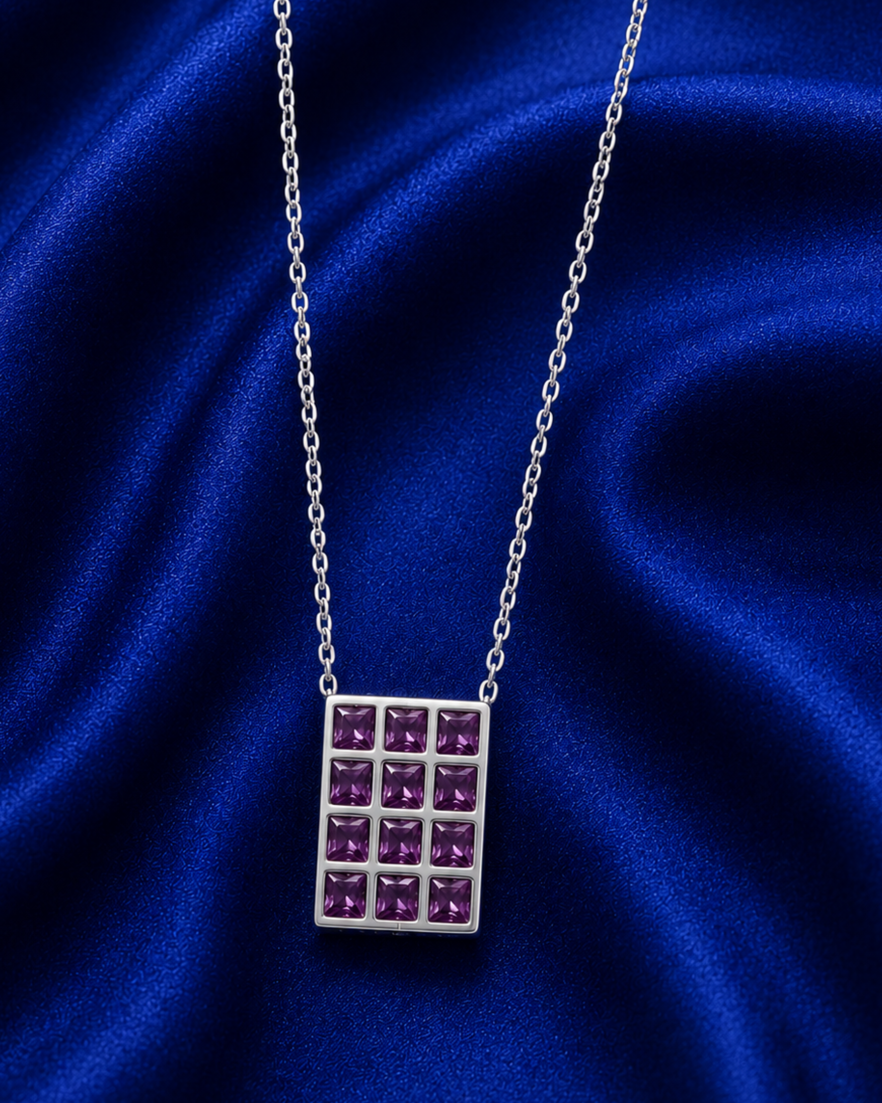 Purple Squares Necklace 6294 سلسله