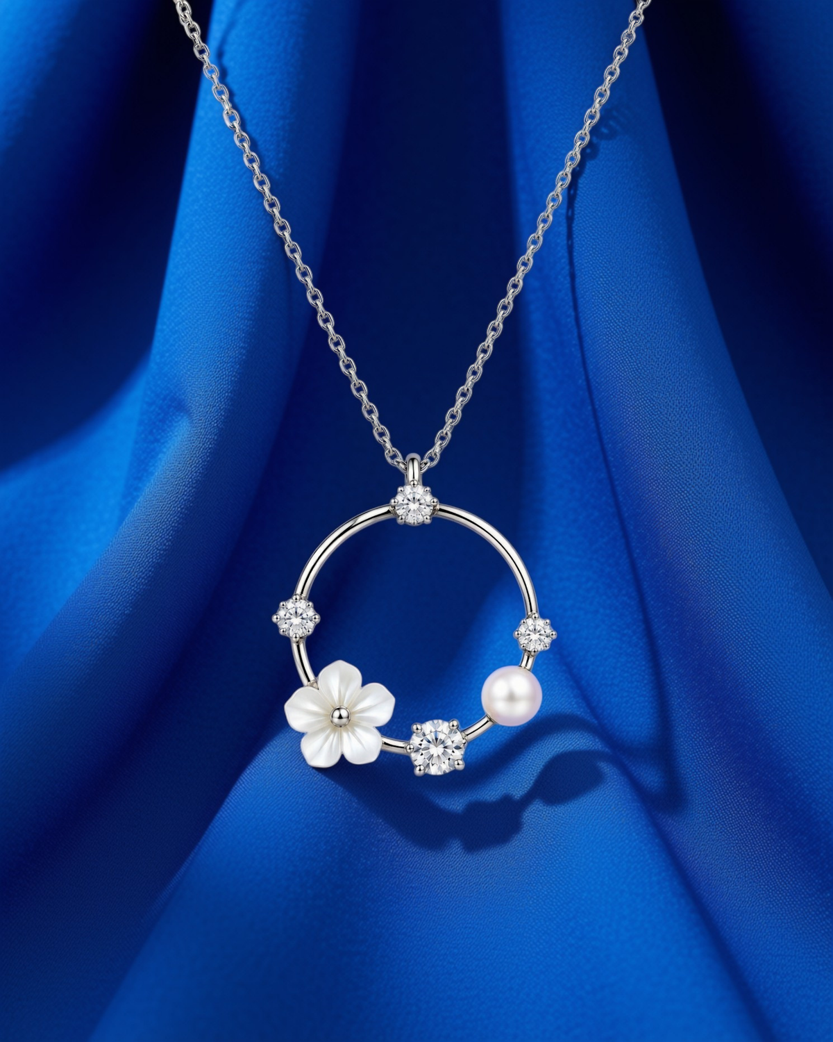 Blossom Circle Mother of Pearl Pendant Necklace 6316 قلادة
