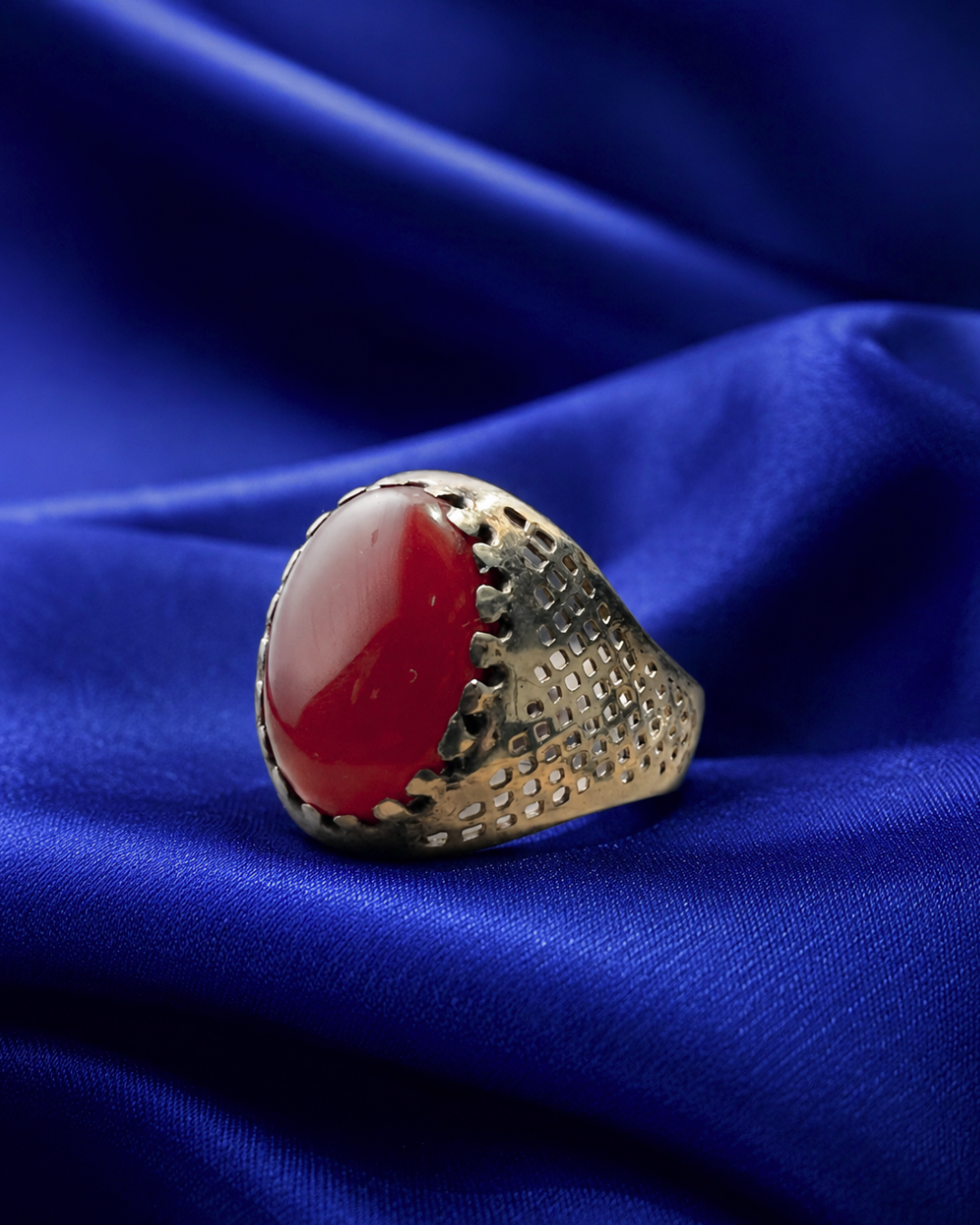 Carnelian Mesh Men's Statement Ring 70084 خاتم للرجال