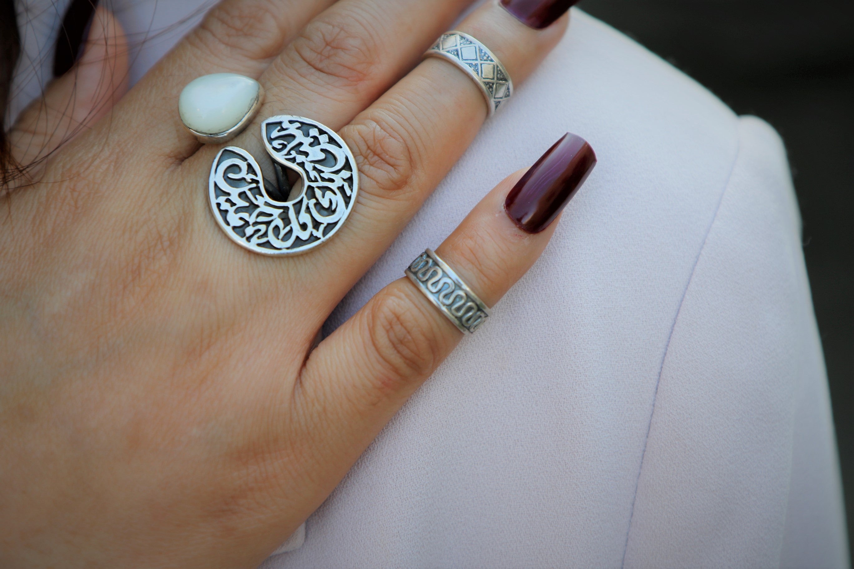 Silver Ring - "Every beauty suits you" with Pearl Stone