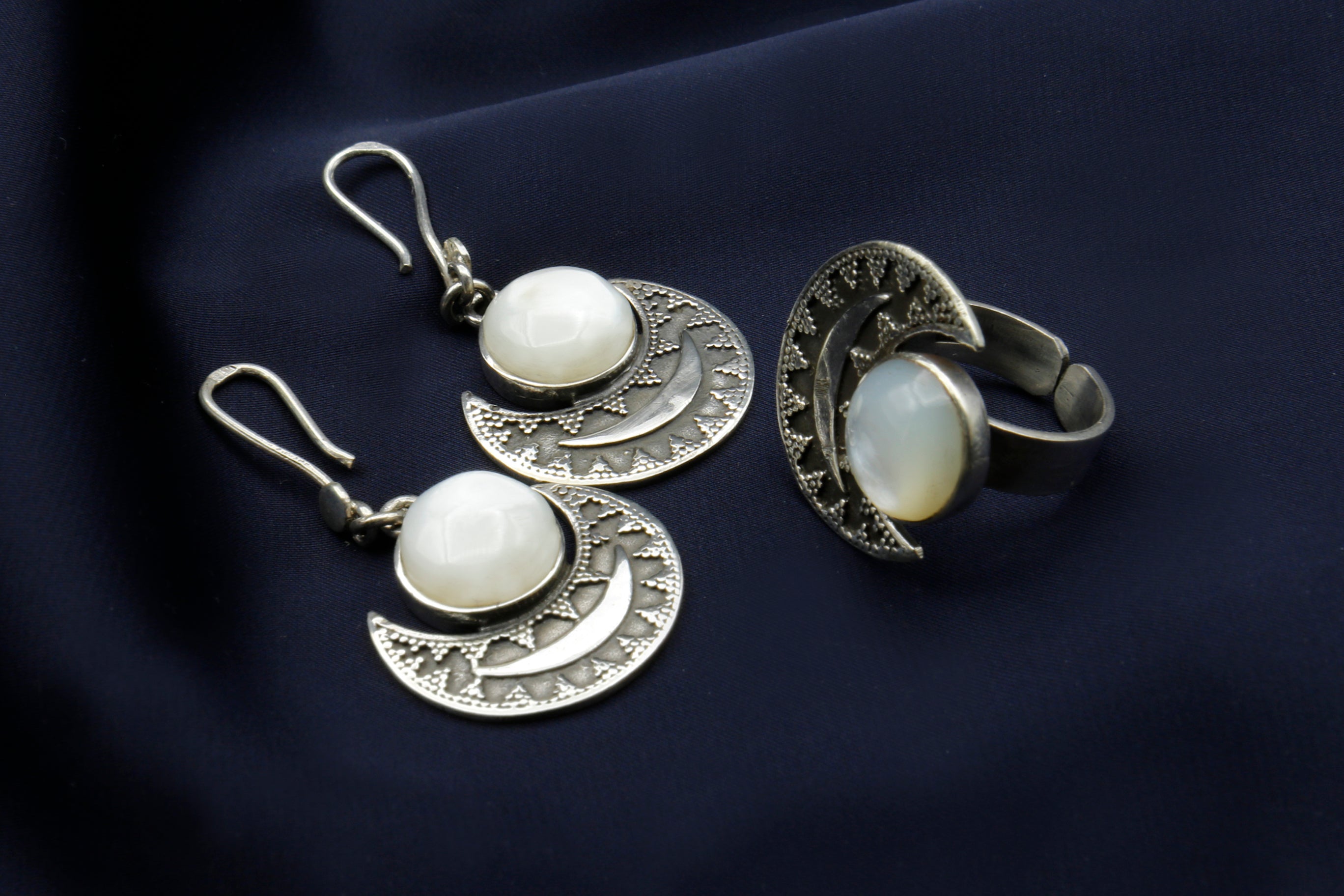 Crescent Ring with Pearl