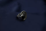 Crescent ring with Black Agate