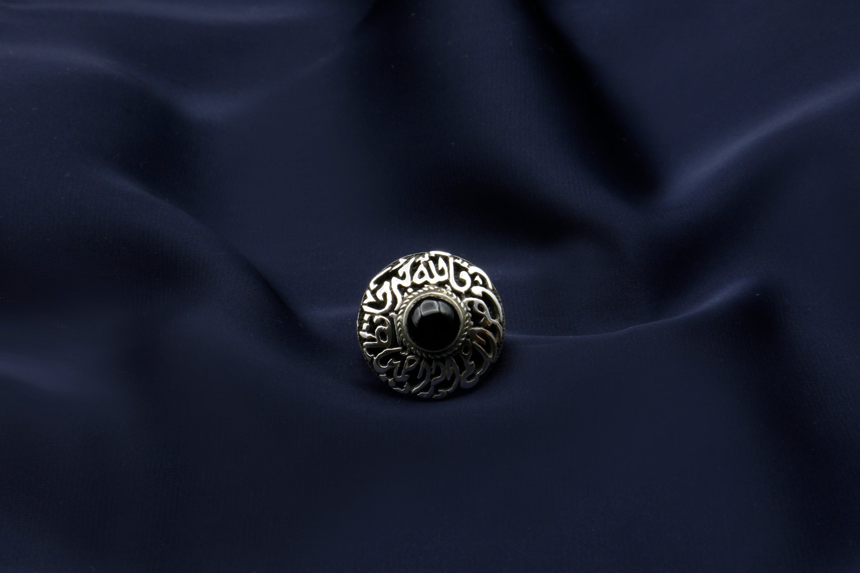 Stuffed Donuts ring “Allah Hafez” with Black Agate