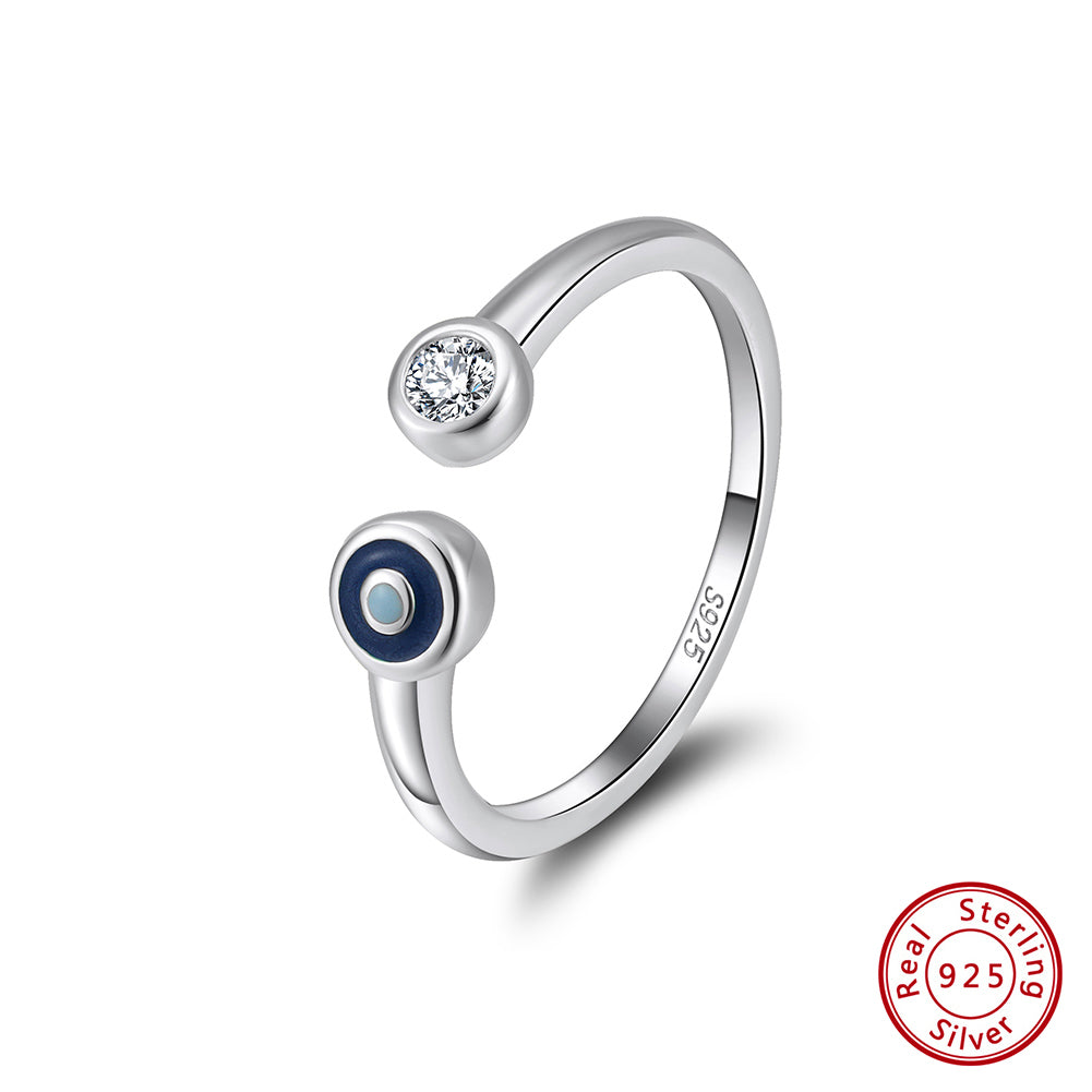 Simple Shimmer Eye Silver Ring