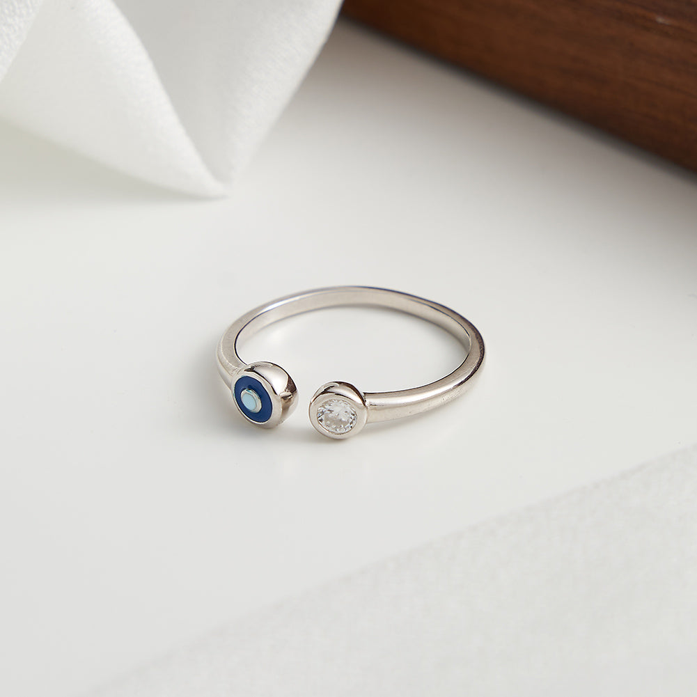 Simple Shimmer Eye Silver Ring