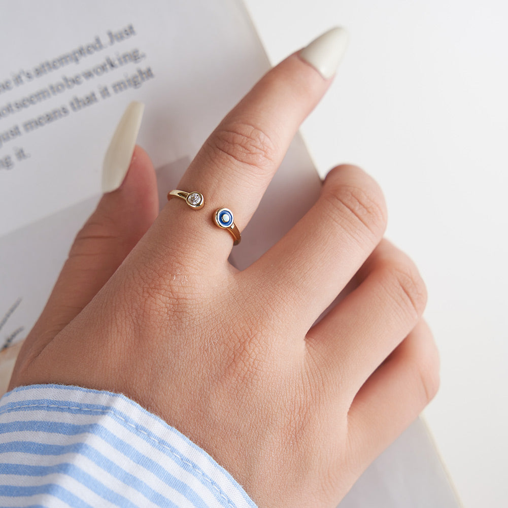 Simple Shimmer Eye Silver Ring